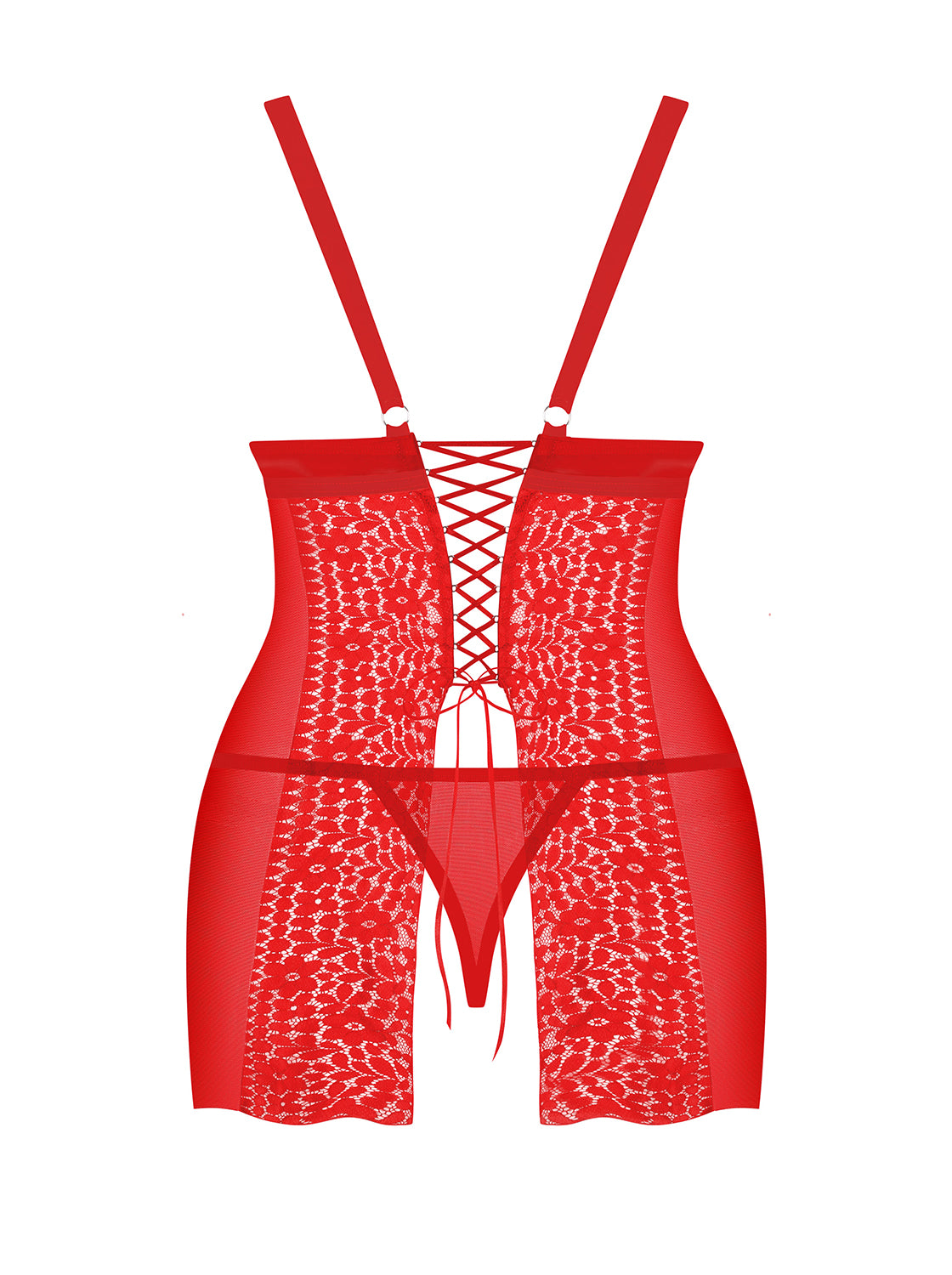 Blossmina Κόκκινο Σετ Chemise & Στρινγκ Plus Size