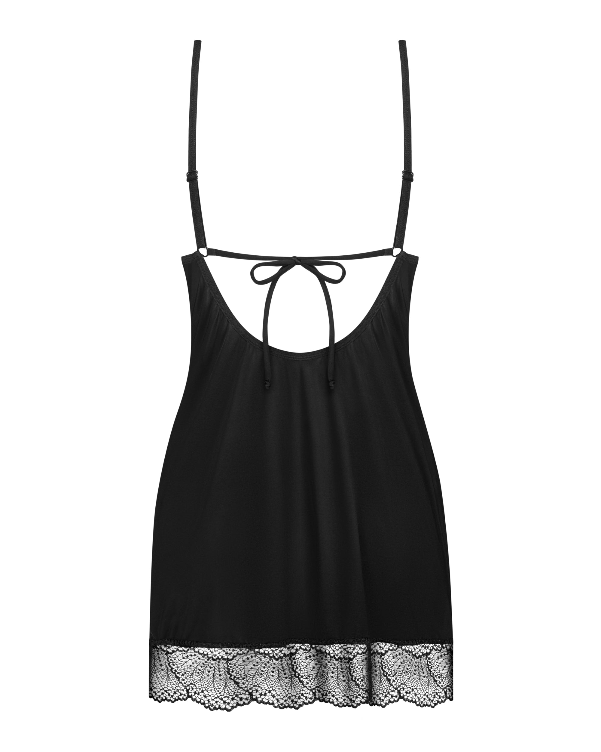 Lobellis Μαύρο Σετ Chemise με Δαντέλα & Στρινγκ