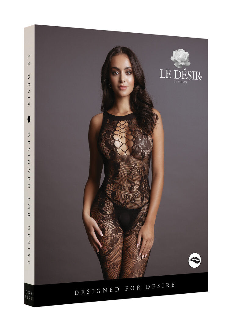 Μαύρο Bodystocking με Criss Cross Λεπτομέρειες – One Size