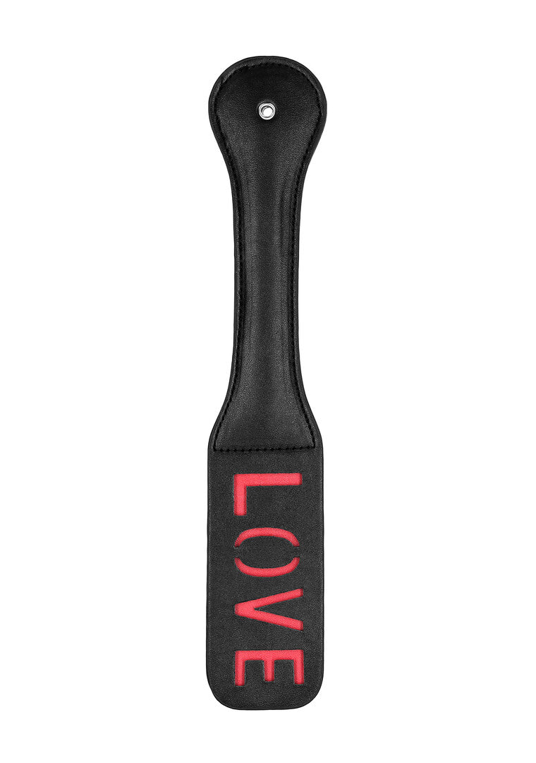 Μαύρο Δερμάτινο Paddle "LOVE" με Ανάγλυφη Στάμπα
