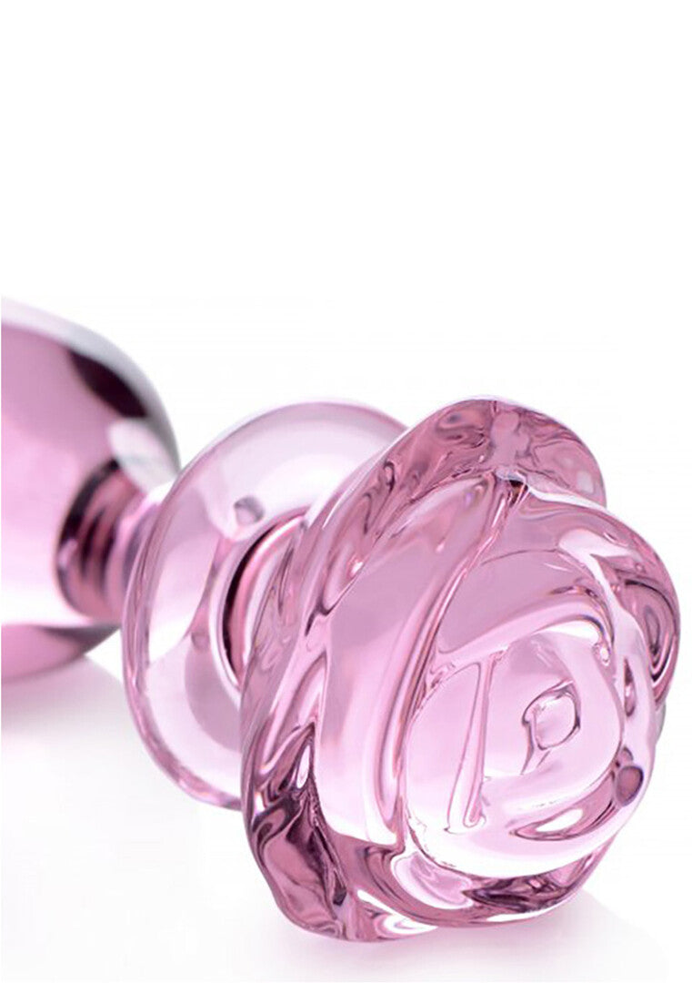Pink Rose – Γυάλινη Πρωκτική Σφήνα Σε Σχήμα Τριαντάφυλλο (Large)