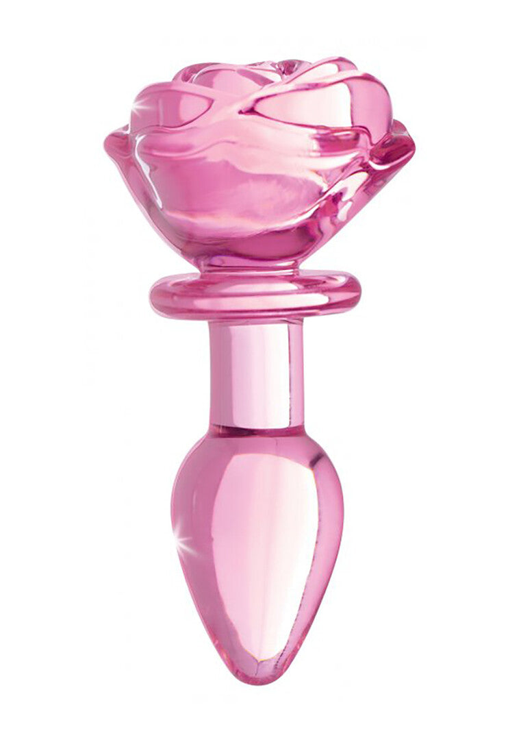 Pink Rose – Γυάλινη Πρωκτική Σφήνα Σε Σχήμα Τριαντάφυλλο (Small)
