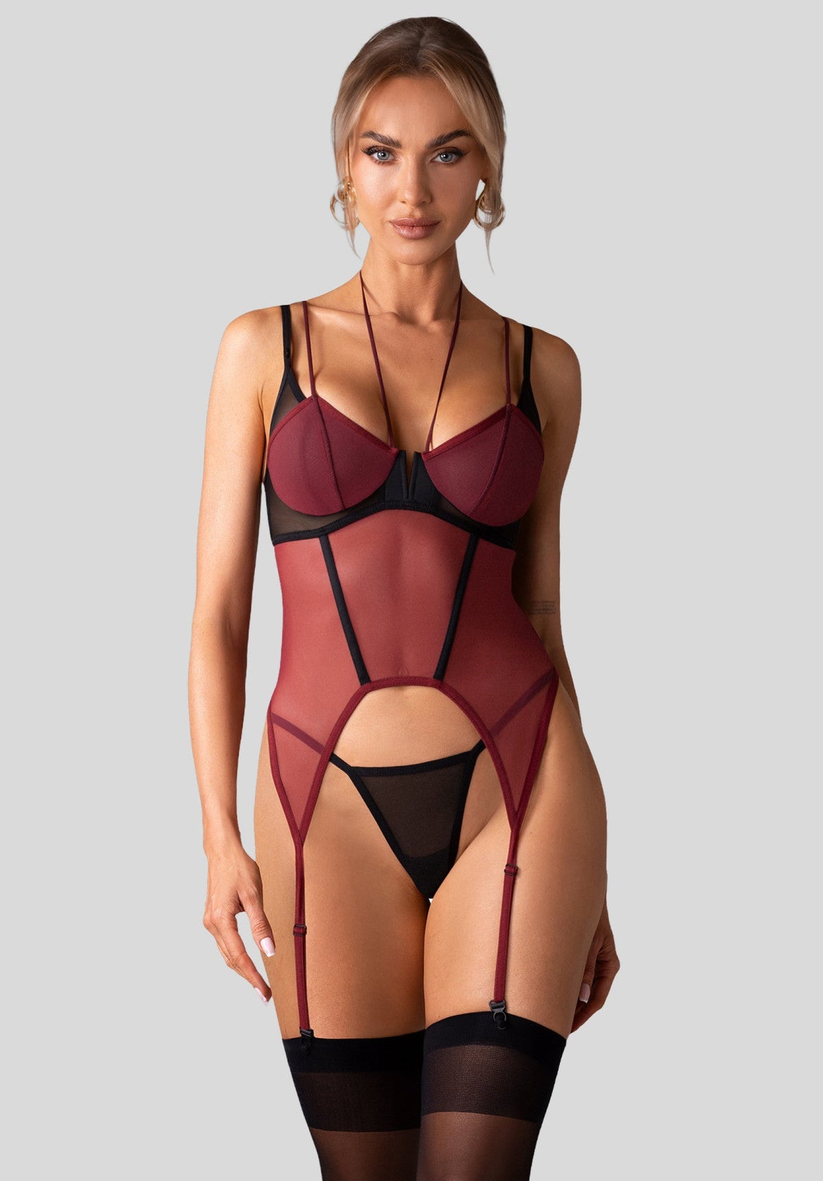 Parisel - Burgundy Corset & Thong