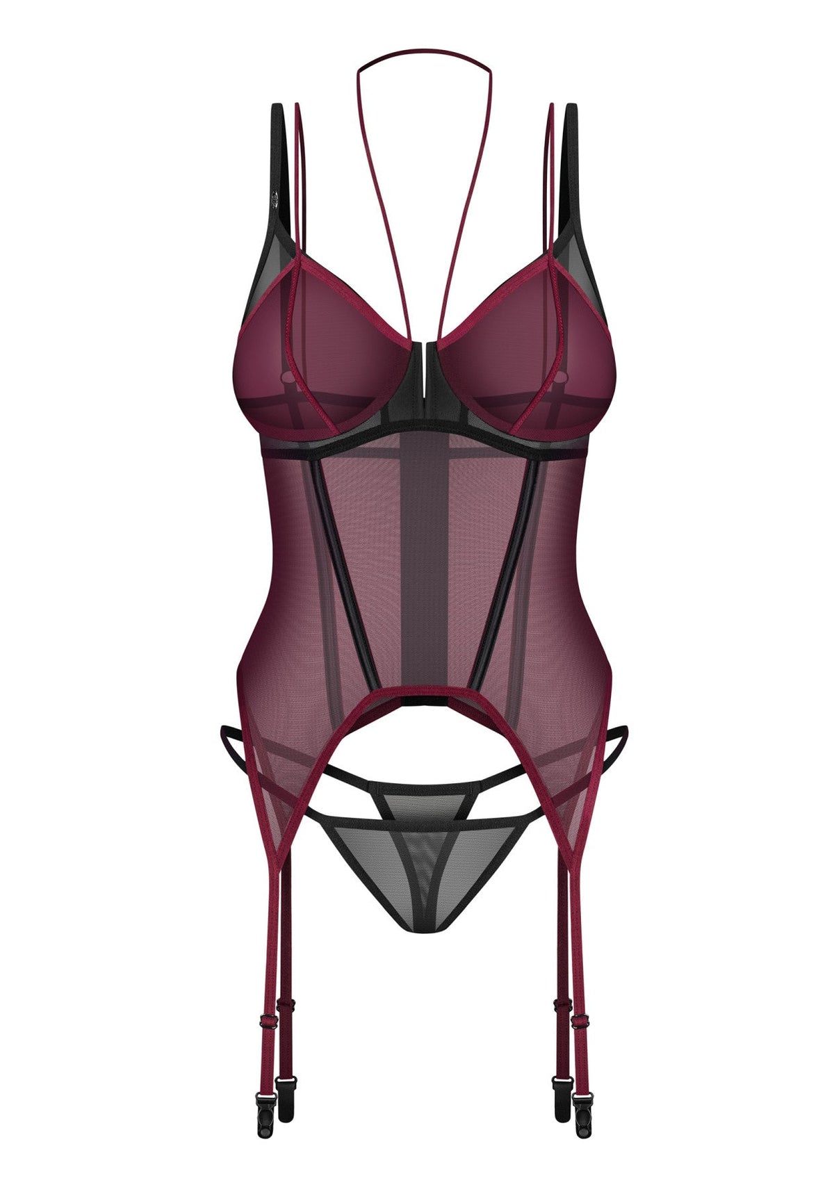 Parisel - Burgundy Corset & Thong