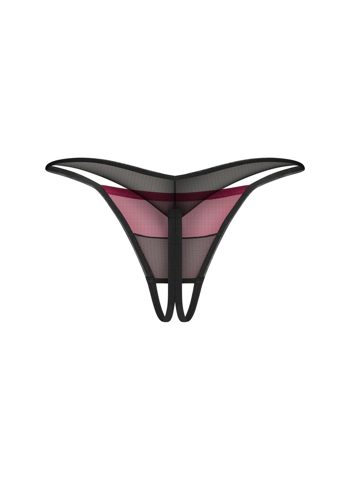 Parisel – Crotchless Thong Black & Burgundy