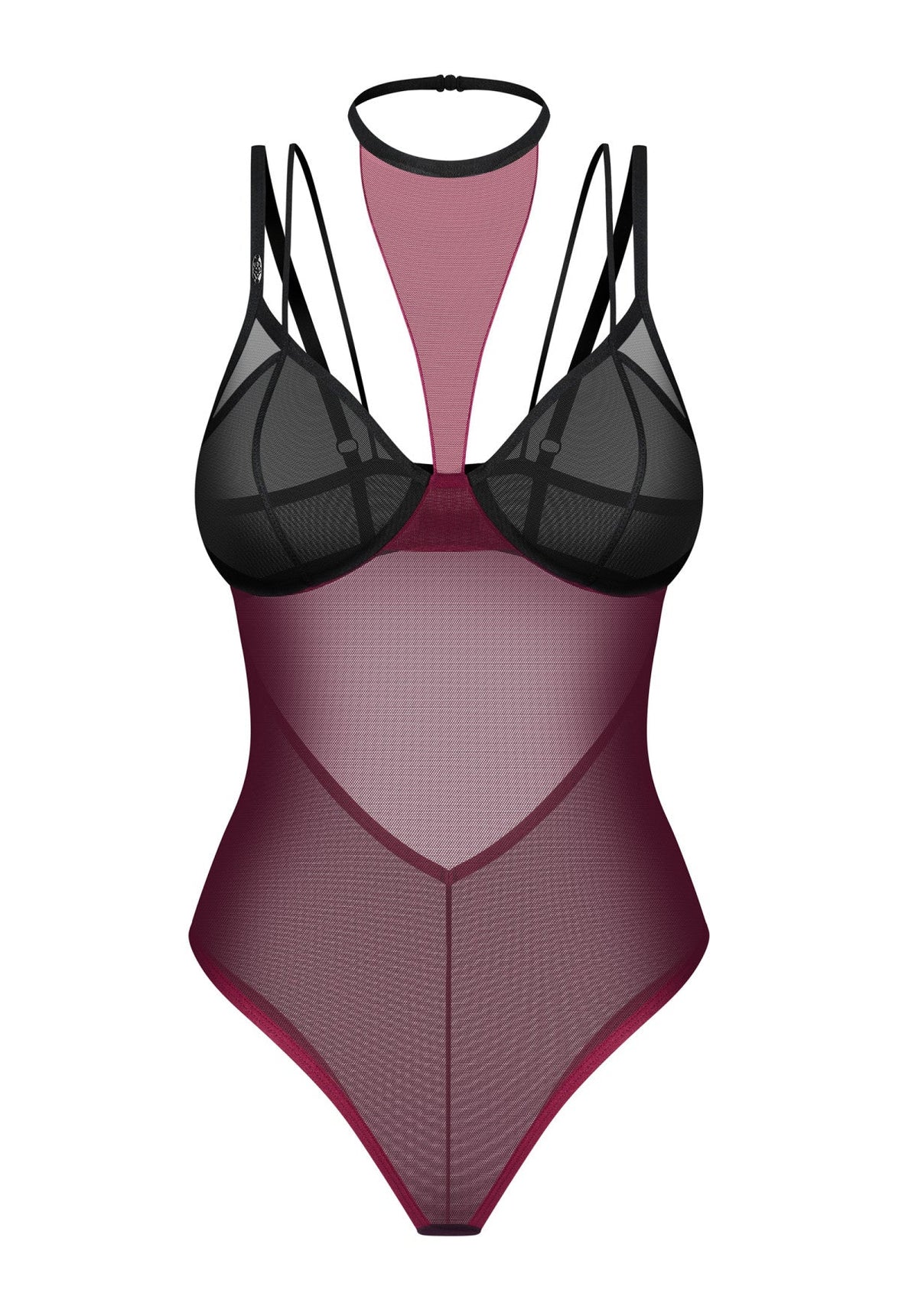 Parisel - Burgundy Teddy With Chocker