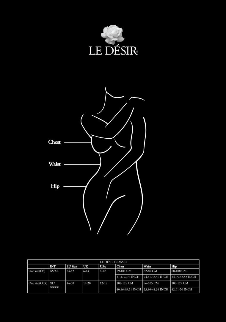 Μαύρο Bodystocking με Δαντέλα και Μανίκια  – Plus Size