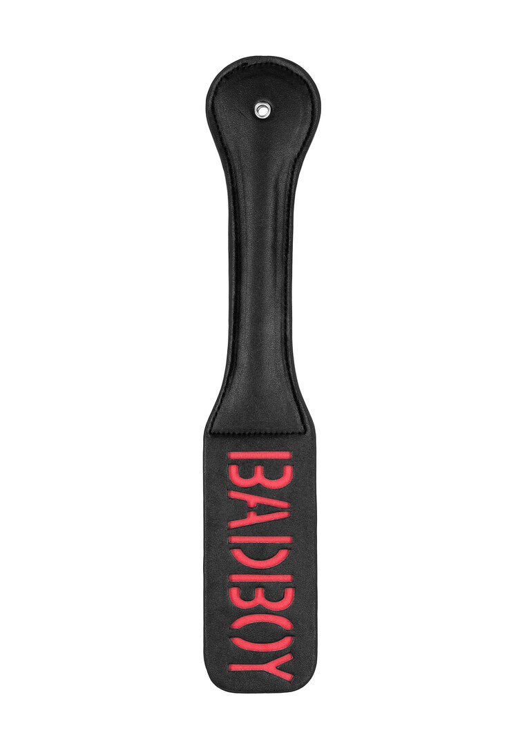 Μαύρο Δερμάτινο Paddle "BAD BOY" με Ανάγλυφη Στάμπα