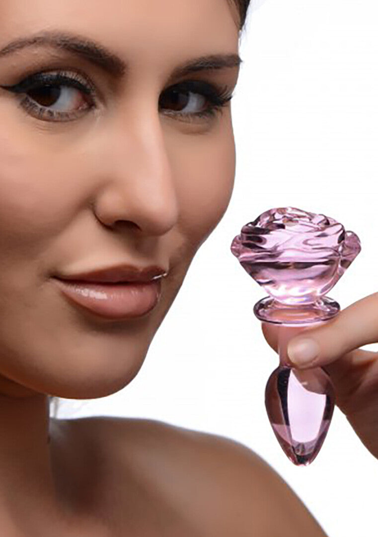 Pink Rose – Γυάλινη Πρωκτική Σφήνα Σε Σχήμα Τριαντάφυλλο (Small)