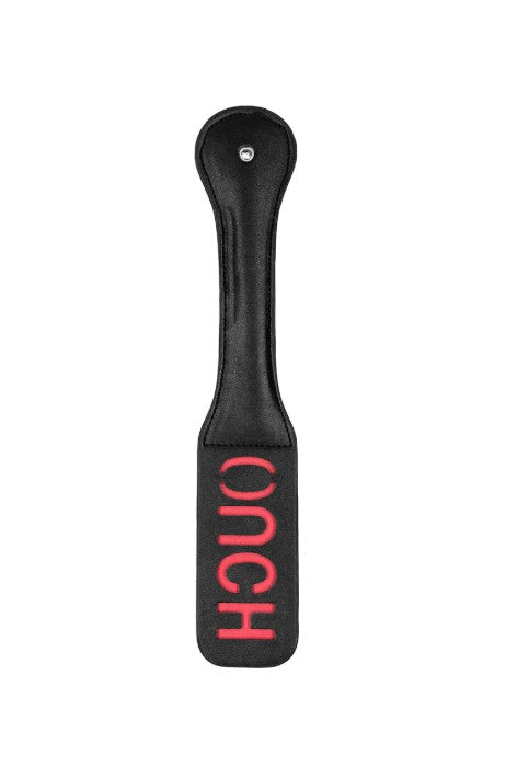 Μαύρο Δερμάτινο Paddle "OUCH" με Ανάγλυφη Στάμπα