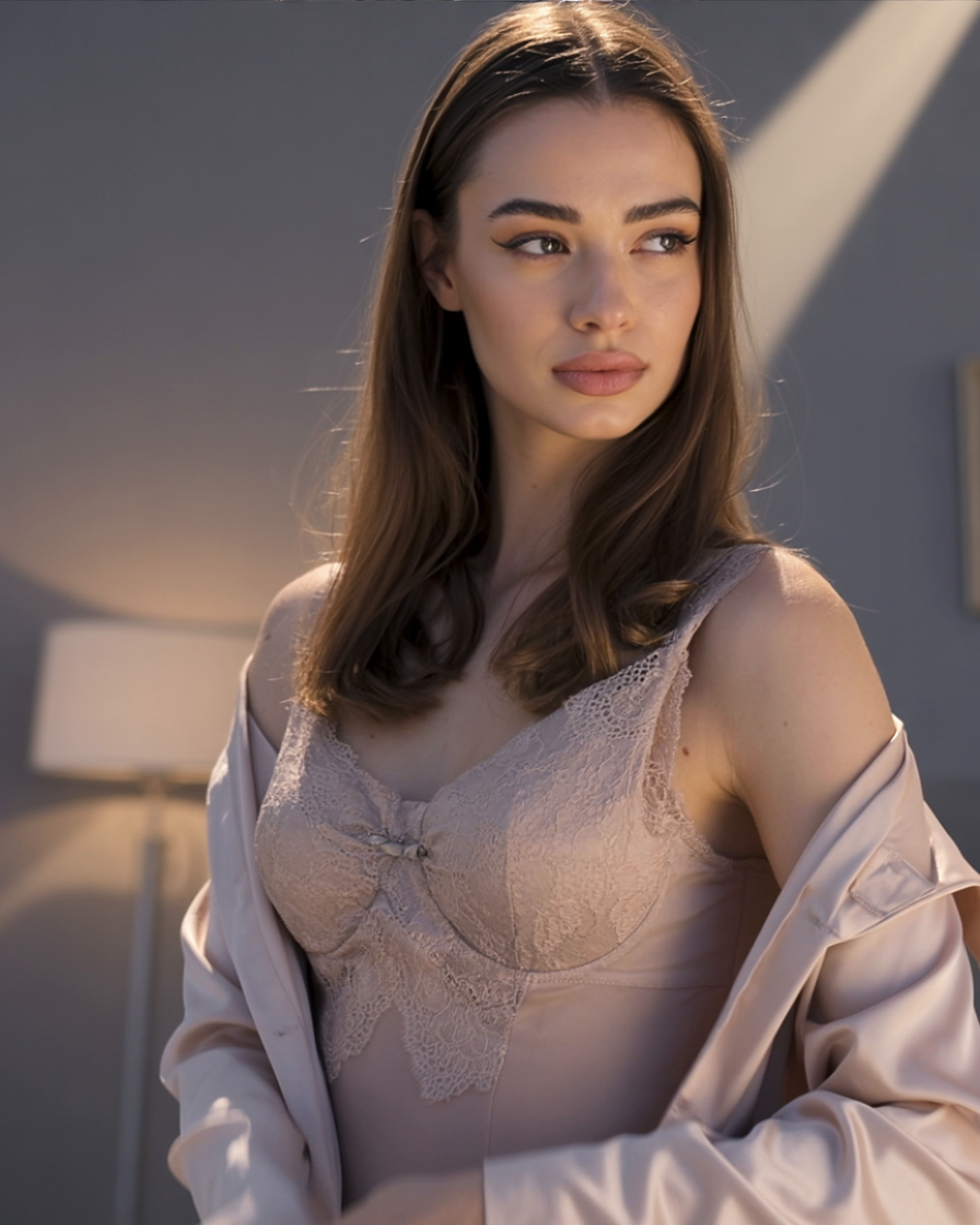 Σαμπανιζέ Κορμάκι με Δαντέλα και Εφέ Σατέν