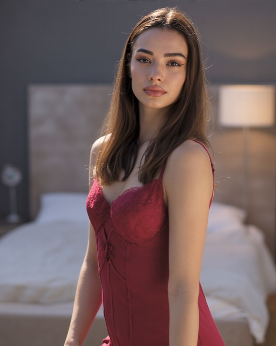 Κόκκινο Σατέν Κορμάκι με Δαντέλα & Λεπτές Τιράντες