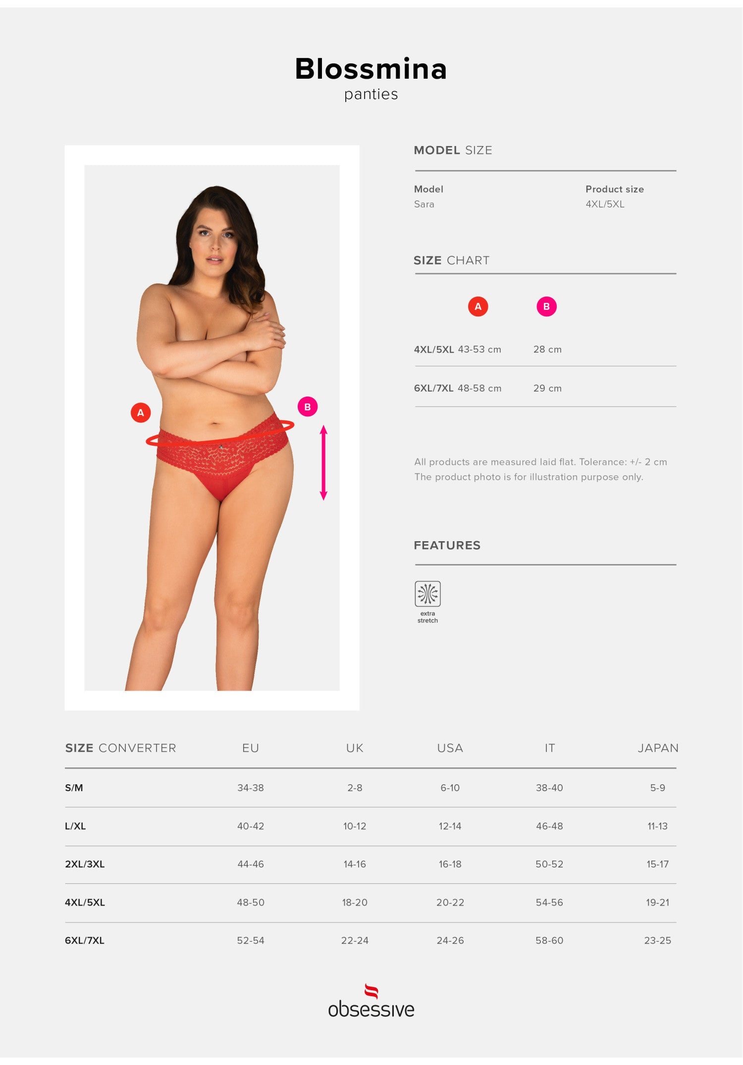 Blossmina – Κόκκινο Γυναικείο Σλιπ με Δαντέλα - Plus Size