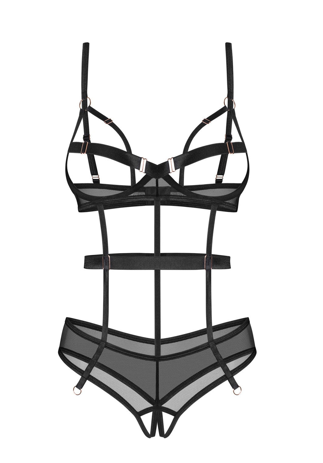 Euridia - Crotchless, Black Adjustable Bodysuit