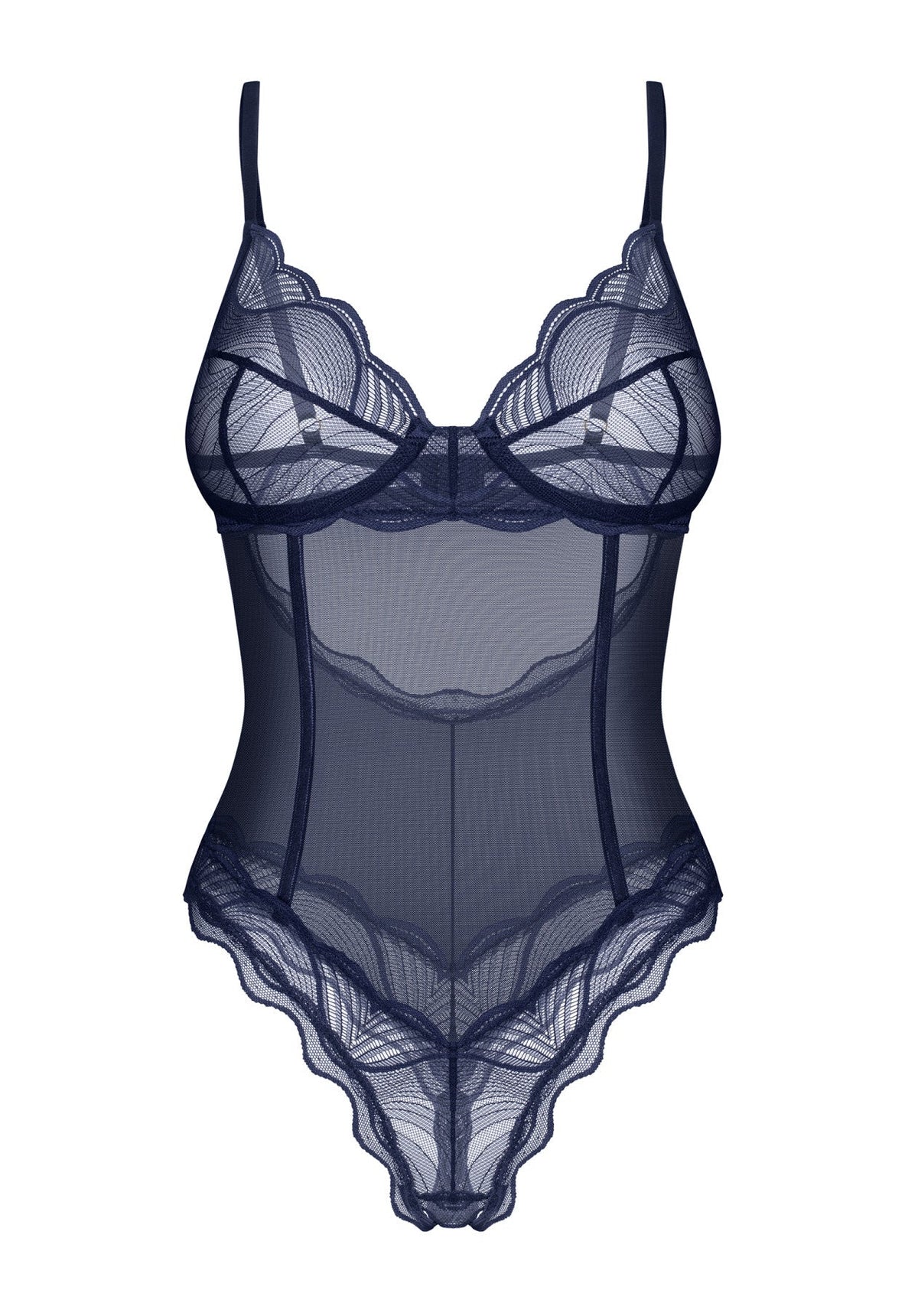 Nightly Blue - Blue, Lacy Crotchless Teddy
