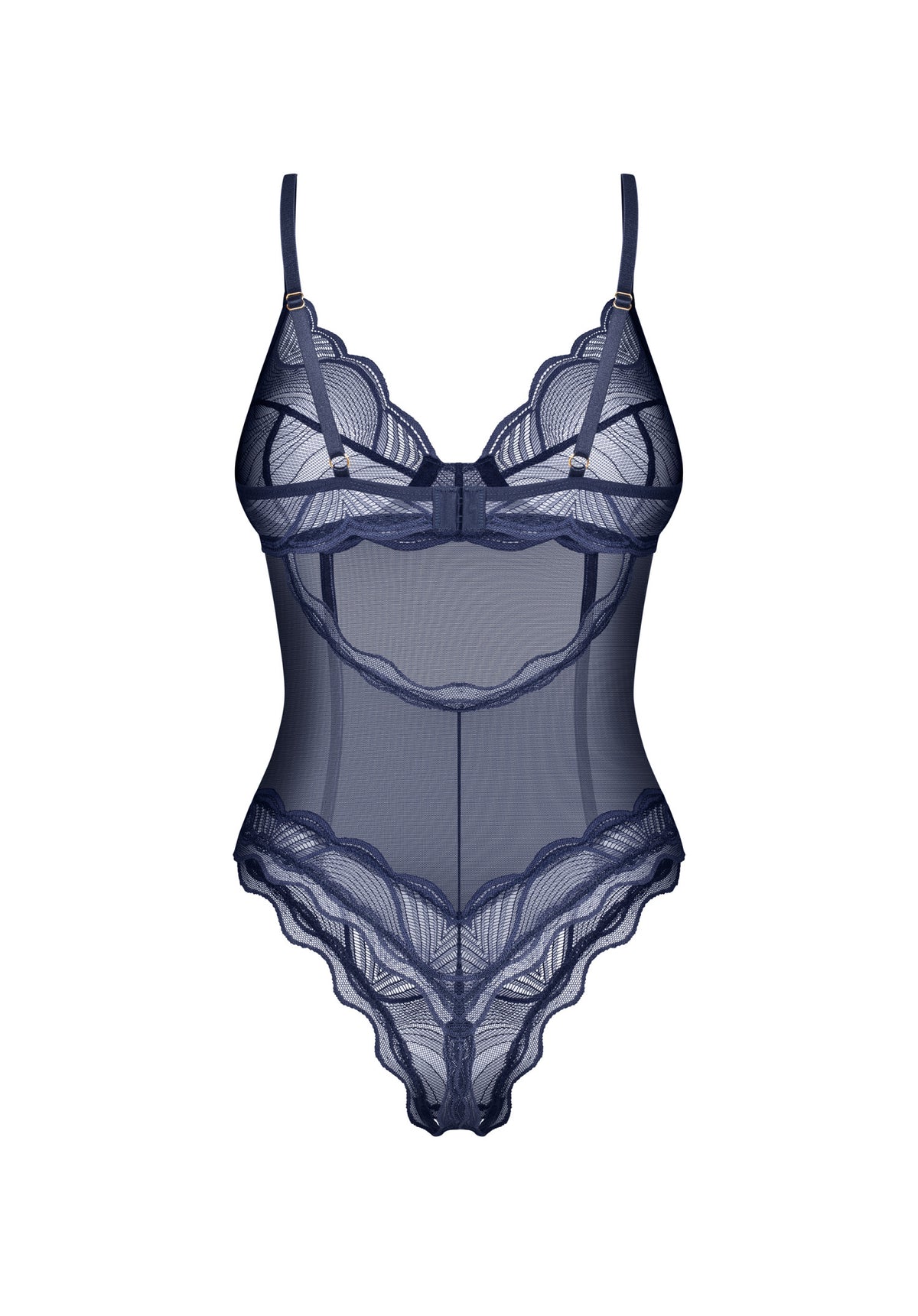 Nightly Blue - Blue, Lacy Crotchless Teddy

