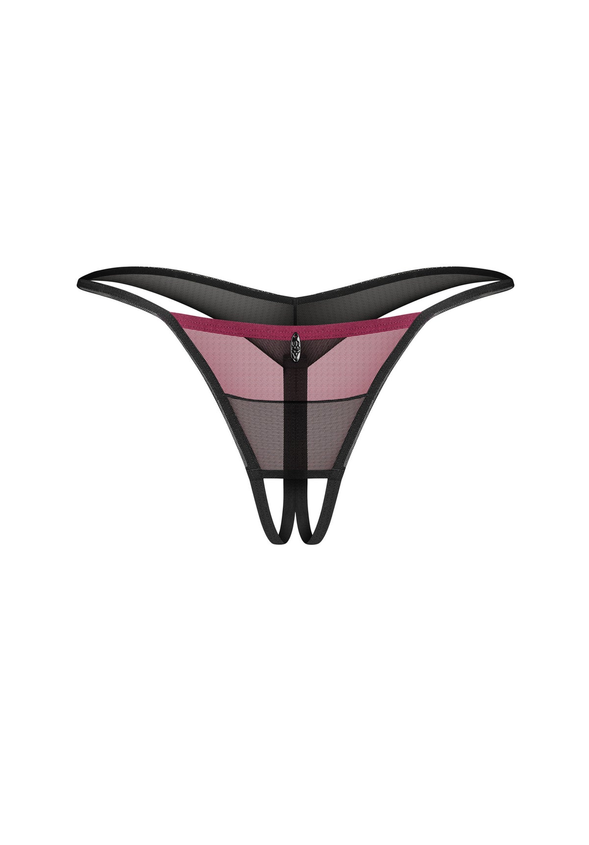 Parisel – Crotchless Thong Black & Burgundy
