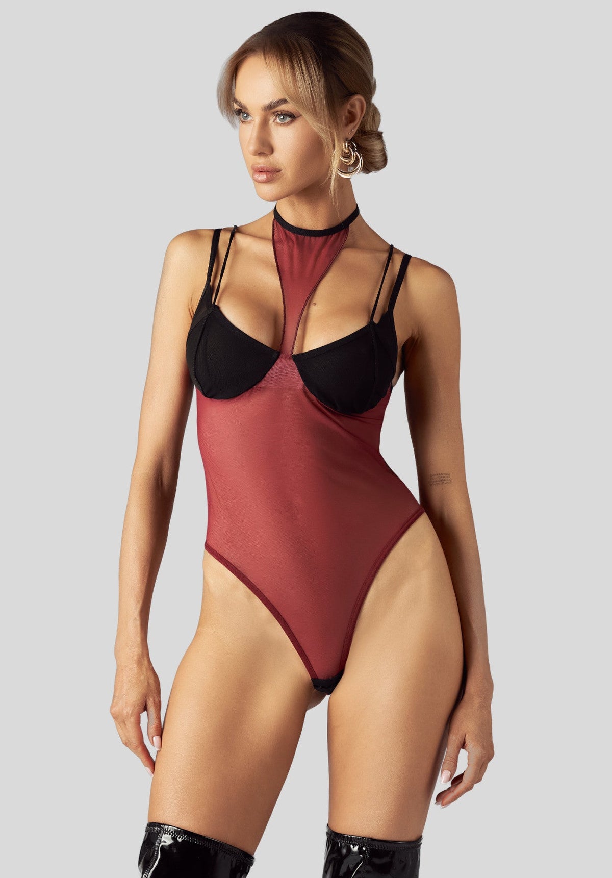 Parisel - Burgundy Teddy With Chocker