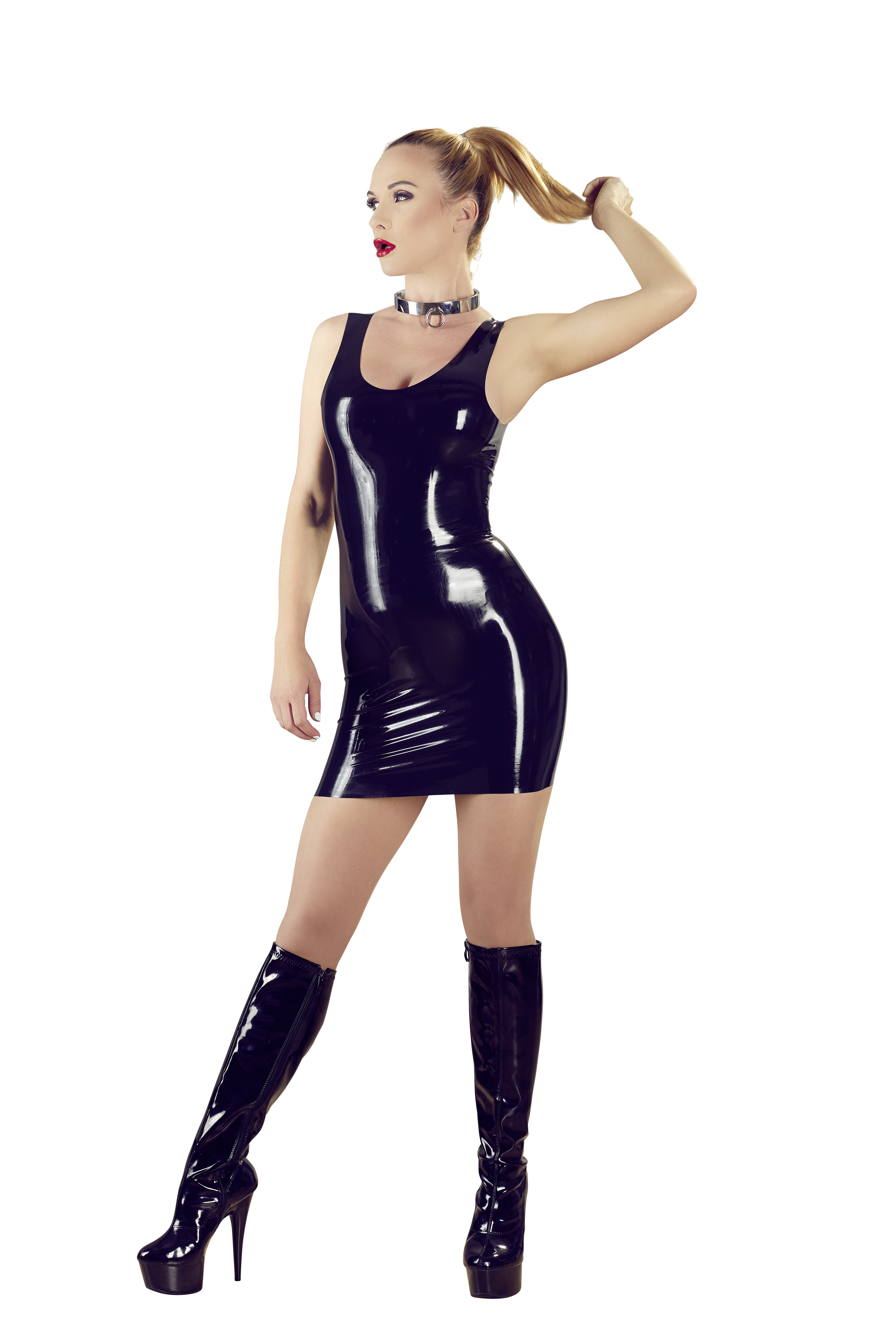 Μαύρο Mini Latex Φόρεμα