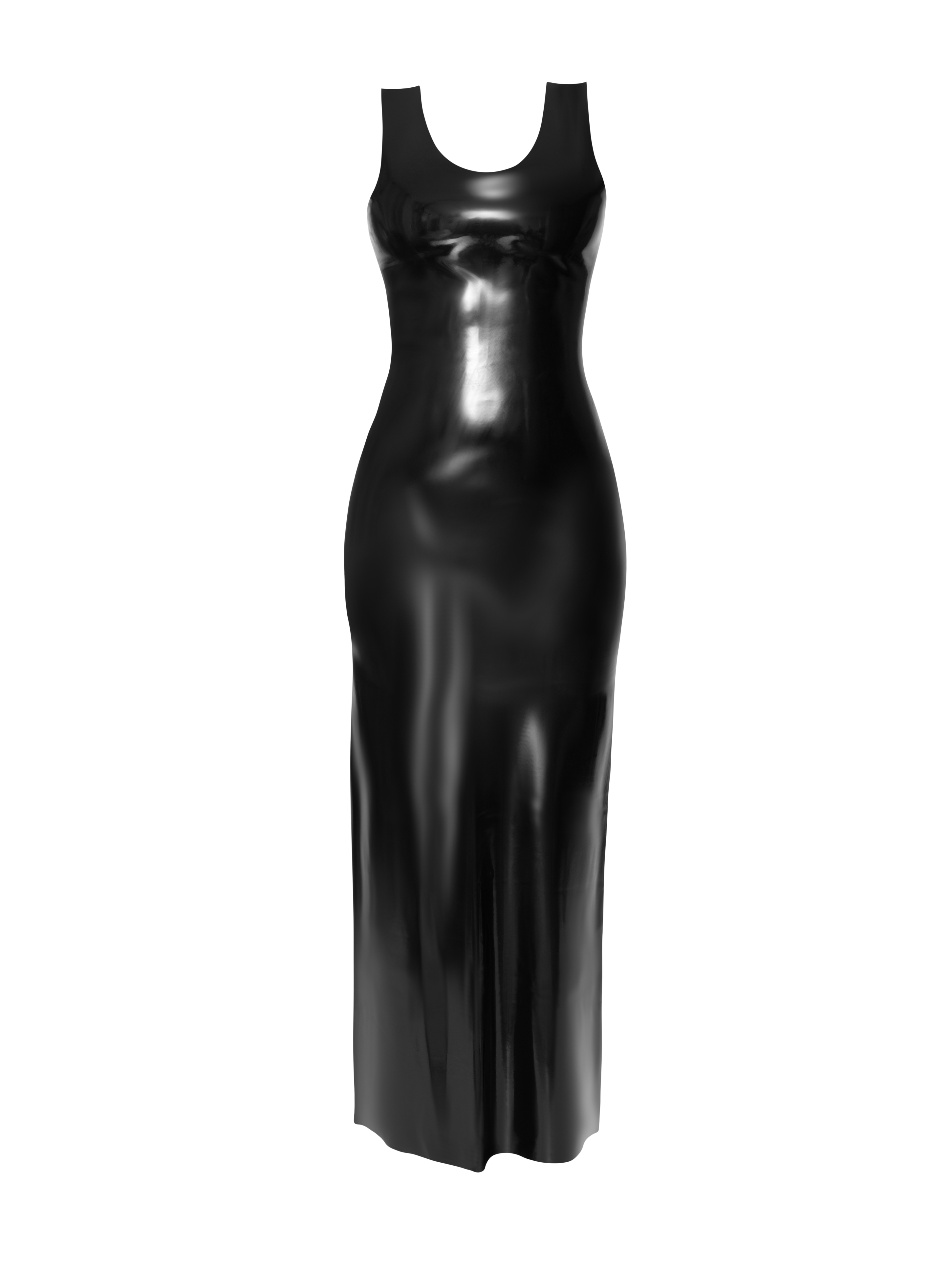 Μαύρο Latex Μακρύ Φόρεμα