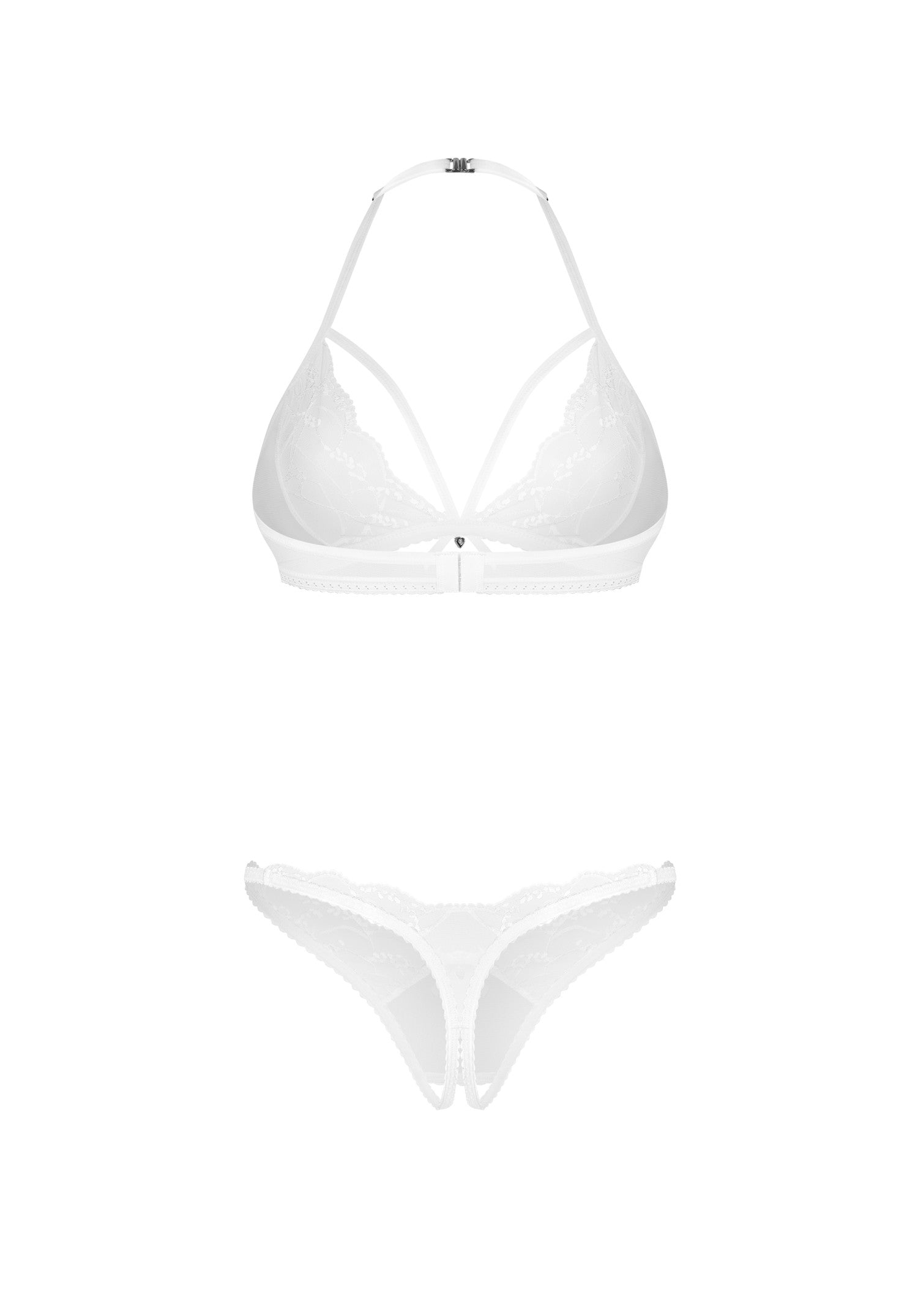 Weddya - Λευκό Σετ Σουτιέν, Στρινγκ & Crotchless Στρινγκ